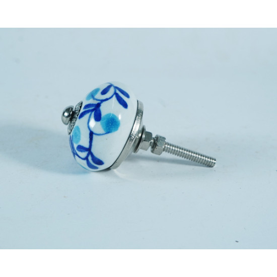 White & Blue Leaf Design Drawer Ceramic Knob - For Kitchen Cabinet Hardware Door Pulls Decorative Dresser - Pack Of 5 White & Blue Leaf Design Drawer Ceramic Knob - For Kitchen Cabinet Hardware Door Pulls Decorative Dresser - Pack Of 5