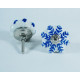 NOVELIKA -White Ceramic Blue Leaf's Knobs- For  Kitchen Cupboard ,Furniture Home Décor,  Cabinet - Drawer - Cabinet pulls - Door knobs. (Set Of 5.)