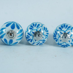 Ceramic Knobs - White Multi Design - Kitchen Cabinet Hardware Door Decorative Dresser Pulls - Set Of 5 Ceramic Knobs - White Multi Design - Kitchen Cabinet Hardware Door Decorative Dresser Pulls - Set Of 5