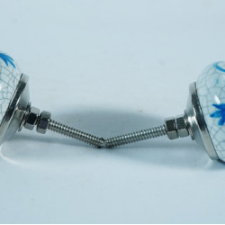 White & Blue Flower Design Drawer Ceramic Knob - For Kitchen Cabinet Hardware Door Pulls Decorative Dresser - Pack Of 5 White & Blue Flower Design Drawer Ceramic Knob - For Kitchen Cabinet Hardware Door Pulls Decorative Dresser - Pack Of 5