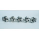 White Round, Black Flower Design - Ceramic Knobs - For Decorative Kitchen and Dresser Handles - Set Of 5