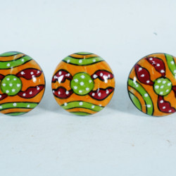 NOVELIKA -Hand Panted Round Shape  Combination Of Floral Knobs- For  Kitchen Cupboard ,Furniture Home Décor,  Cabinet - Drawer - Cabinet pulls - Door knobs. (Set Of 5.)