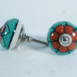 NOVELIKA -Brown Flower  Hand Painted Ceramic knobs. For  Kitchen Cupboard ,Furniture Home Décor,  Cabinet - Drawer - Cabinet pulls - Door knobs. (Set Of 5.)