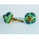 Dark Green Leaf Deign - Ceramic Knobs - Kitchen Cabinet Hardware Door Decorative Dresser Pulls - Set of 5