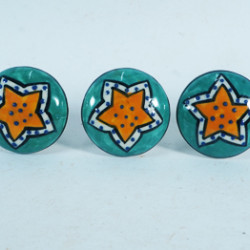 NOVELIKA-Colorful Big Star  Ceramic knobs. For  Kitchen Cupboard ,Furniture Home Décor,  Cabinet - Drawer - Cabinet pulls - Door knobs. (Set Of 5.) 