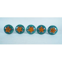 NOVELIKA-Colorful Big Star  Ceramic knobs. For  Kitchen Cupboard ,Furniture Home Décor,  Cabinet - Drawer - Cabinet pulls - Door knobs. (Set Of 5.) 