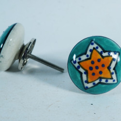 NOVELIKA-Colorful Big Star  Ceramic knobs. For  Kitchen Cupboard ,Furniture Home Décor,  Cabinet - Drawer - Cabinet pulls - Door knobs. (Set Of 5.) 