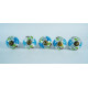 White & Blue Leaf Design - Ceramic knobs - For Drawer Kitchen Cabinet Hardware Door Pulls Decorative Dresser - Set Of 5 