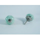 Green & White Leaf Design Drawer Ceramic Knob - For Kitchen Cabinet Hardware Door Pulls Decorative Dresser - Pack Of 5