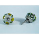 White & Leaf Flower Design Ceramic Knob - For Bathroom Kitchen Cabinet Hardware Door Pulls Decorative Dresser - Pack Of 5