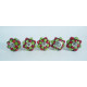 Ceramic Knobs - Red & Green Mini Block Design - For Decorative Kitchen and Dresser Handles - Set Of 5