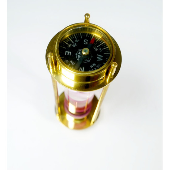 NOVELIKA- Sand Timer Hour Glass Sand Glass Clock Ideal for Workout Antique Nautical Décor with Compass, Pink (6 Minutes )