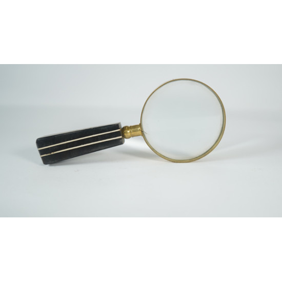 NOVELIKA-Magnifying Glass Black Handel With White Lines- for Computer Desk-Gift for New Office bookshelf décor, coffee table décor 1 Pieces.