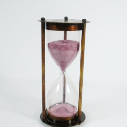 NOVELIKA -Ross London -Vintage Decorative Timer Hour Glass Sandglass Clock Ideal Brass 5 Minute Antique Brass Sand Timer (Set of 1)