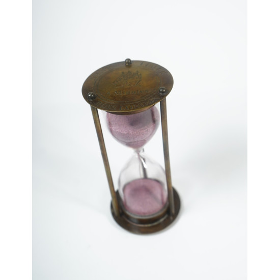 NOVELIKA -Ross London -Vintage Decorative Timer Hour Glass Sandglass Clock Ideal Brass 5 Minute Antique Brass Sand Timer (Set of 1)