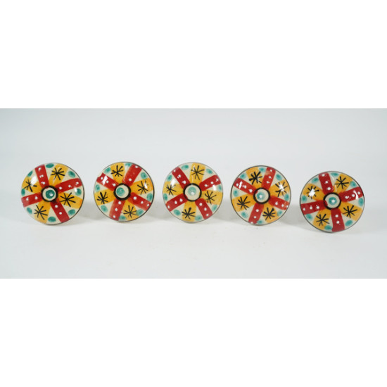 Red & Orange Vintage Handmade Ceramic Knobs - For Kitchen Cabinet Hardware Door Furniture Handle Drawer Pulls Dresser Handle Knobs - Pack of 5 Red & Orange Vintage Handmade Ceramic Knobs - For Kitchen Cabinet Hardware Door Furniture Handle Drawer Pulls Dresser Handle Knobs - Pack of 5