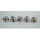 Blue & Sky Blue Flower & Orange Leaf Ceramic  Knobs - Kitchen Cabinet Hardware Door Decorative Dresser Pulls - Set Of 5 