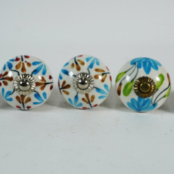 Multicolor Flower Design - Ceramic knobs - Two Design - Kitchen Cabinet Hardware Door Decorative Dresser Pulls - Set Of 5