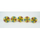 Ceramic  Knobs - Yellow Round, Blue & Red Heart Design - Farmhouse, Home, Office, Garage, Room, Bathroom, Kitchen, Bedroom - Set Of 5