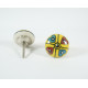 Ceramic  Knobs - Yellow Round, Blue & Red Heart Design - Farmhouse, Home, Office, Garage, Room, Bathroom, Kitchen, Bedroom - Set Of 5