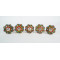Red & Green Flower Design - Ceramic  Knobs - For Decorative Kitchen and Dresser Handles - Set Of 5