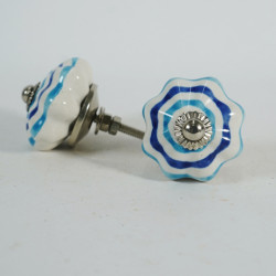 Ceramic  Knobs - Blue Sky Blue Round Design - Decorative Kitchen and Dresser Handles - Set Of 5