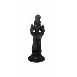 NOVELIKA - Antique Indian Bronze Incense Burner lady Goddess Parrot -Corporate Office Gift Showpiece.