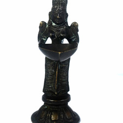 NOVELIKA - Antique Indian Bronze Incense Burner lady Goddess Parrot -Corporate Office Gift Showpiece.