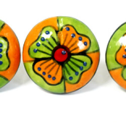 NOVELIKA-Jaipuri Art- Cabinet Knobs are Made of Premium Ceramic, and the Hardware is Made of Rust Free High Quality Metal.(Set of 5 )