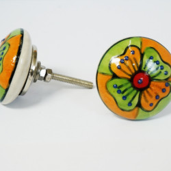 NOVELIKA-Jaipuri Art- Cabinet Knobs are Made of Premium Ceramic, and the Hardware is Made of Rust Free High Quality Metal.(Set of 5 )