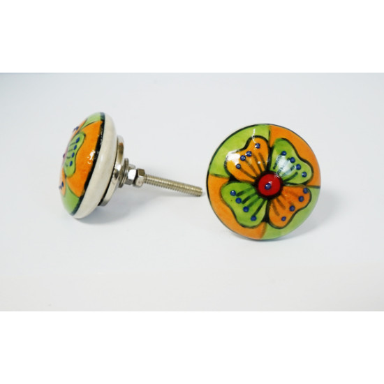 NOVELIKA-Jaipuri Art- Cabinet Knobs are Made of Premium Ceramic, and the Hardware is Made of Rust Free High Quality Metal.(Set of 5 )