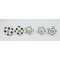 Ceramic Knobs - White Two Flower Design Set - Kitchen Cabinet Hardware Door Decorative Dresser Pulls - Set Of 5