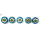 Blue & Green Leaf Flower Design Ceramic Drawer Knobs - For Kitchen Cabinet Hardware Door Handle Pulls Decorative Dresser - Pack Of 5