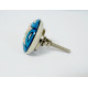 Blue & Green Leaf Flower Design Ceramic Drawer Knobs - For Kitchen Cabinet Hardware Door Handle Pulls Decorative Dresser - Pack Of 5