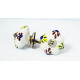 White &  Colourful Leaf Design Ceramic Drawer Knobs - For Kitchen Cabinet Hardware Door Handle Pulls Decorative Dresser - Pack Of 5