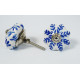 White & Blue Leaf Design Drawer Ceramic Knob - For Kitchen Cabinet Hardware Door Pulls Decorative Dresser - Pack Of 5