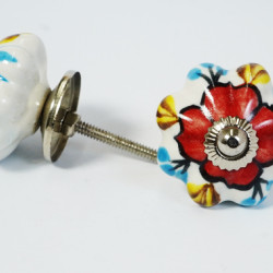 Ceramic Knobs - Multicolor Two Design Set - Door Handle for Kitchen Cabinets Wardrobe - Set Of 5