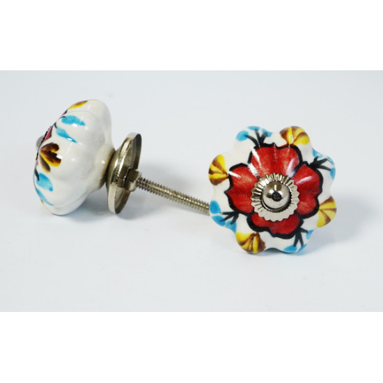 Ceramic Knobs - Multicolor Two Design Set - Door Handle for Kitchen Cabinets Wardrobe - Set Of 5