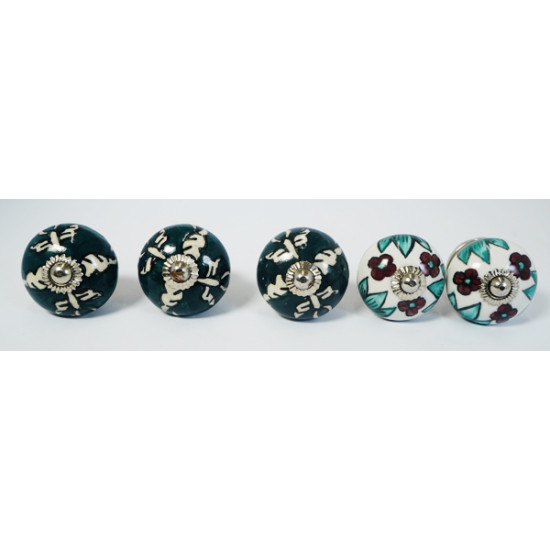 Two Design Set - Ceramic  Knobs - For Drawer Kitchen Cabinet Hardware Door Pulls Decorative Dresser - Set Of 5