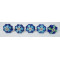 Sky & Navy Blue Floral Design Ceramic Drawer Knobs - For Kitchen Cabinet Hardware Door Handle Pulls Decorative Dresser - Pack Of 5