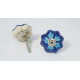 Sky & Navy Blue Floral Design Ceramic Drawer Knobs - For Kitchen Cabinet Hardware Door Handle Pulls Decorative Dresser - Pack Of 5