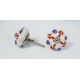 Blue Flower & Red Leaf Design - Ceramic  Knobs - For Farmhouse, Home, Office, Garage, Room, Bathroom, Kitchen, Bedroom - Set Of 5