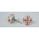 White & Red Colour Flower Design Ceramic Drawer Knobs - For Kitchen Cabinet Hardware Door Handle Pulls Decorative Dresser - Pack Of 5