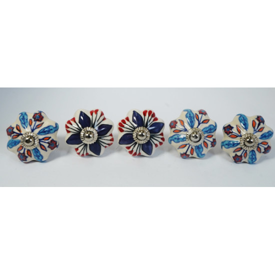 Multicolor Flower Design - Ceramic Knobs - Two Design Set - Door Handle for Kitchen Cabinets Wardrobe - Set Of 5 Multicolor Flower Design - Ceramic Knobs - Two Design Set - Door Handle for Kitchen Cabinets Wardrobe - Set Of 5