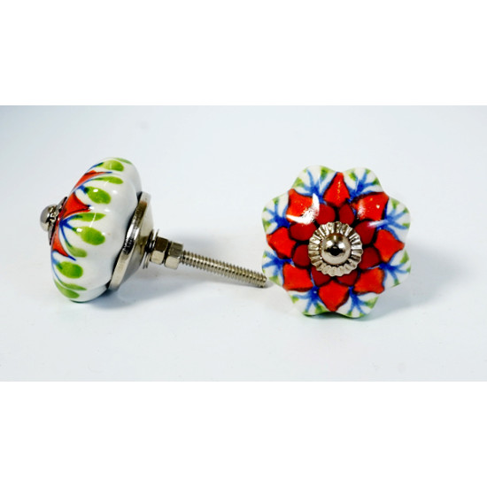 NOVELIKA -Unique Ceramic Vintage Flower Pottery Drawer Handle Door Knobs and Pulls for Kitchen Cabinets Home Interior Décor(SET OF 5 )
