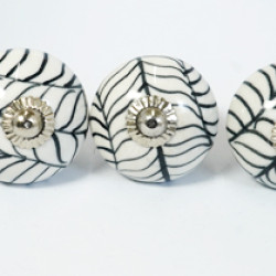 NOVELIKA - Black Pattern With Black Heart White Dotted-Ceramic knobs. For  Kitchen Cupboard ,Furniture Home Décor,  Cabinet - Drawer (Set of 5)