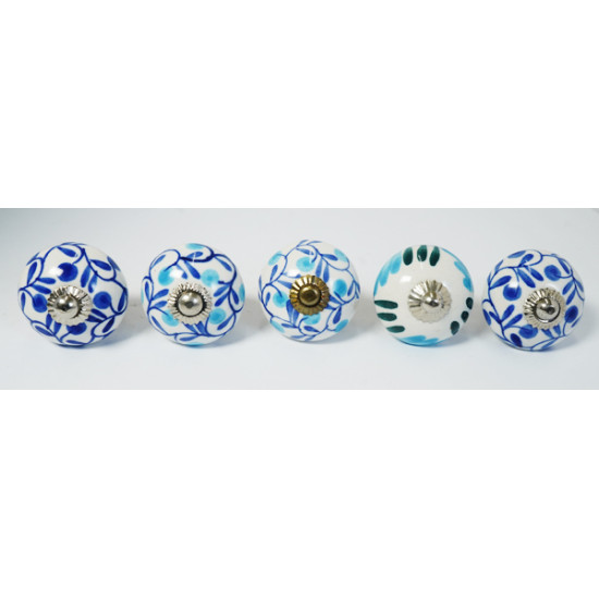 Ceramic  Knobs - Three Design Set - Farmhouse, Home, Office, Garage, Room, Bathroom, Kitchen, Bedroom - Set Of  5