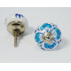 White & Blue Flower Design Ceramic Drawer Knobs - For Kitchen Cabinet Hardware Door Handle Pulls Decorative Dresser - Pack Of 5