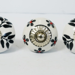 NOVELIKA-Black Leaves -& Flower Ceramic knobs. For  Kitchen Cupboard ,Furniture Home Décor,  Cabinet - Drawer - Cabinet pulls - Door knobs. (Set Of 5.)