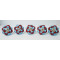 Sky Blue & Red Mini Block - Ceramic  Knobs - Decorative Kitchen and Dresser Handles - Set Of 5